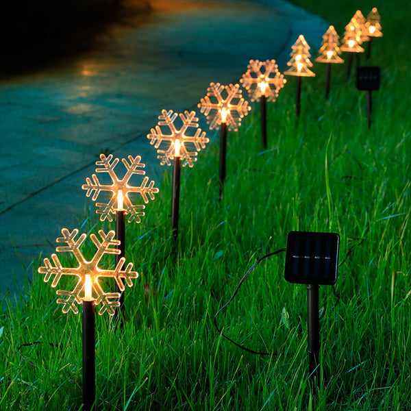 Solar Light Star Snowflake Christmas Tree Garden Light Decoration Lawn Lamp  Waterproof Outdoor Lighting Christmas Lights