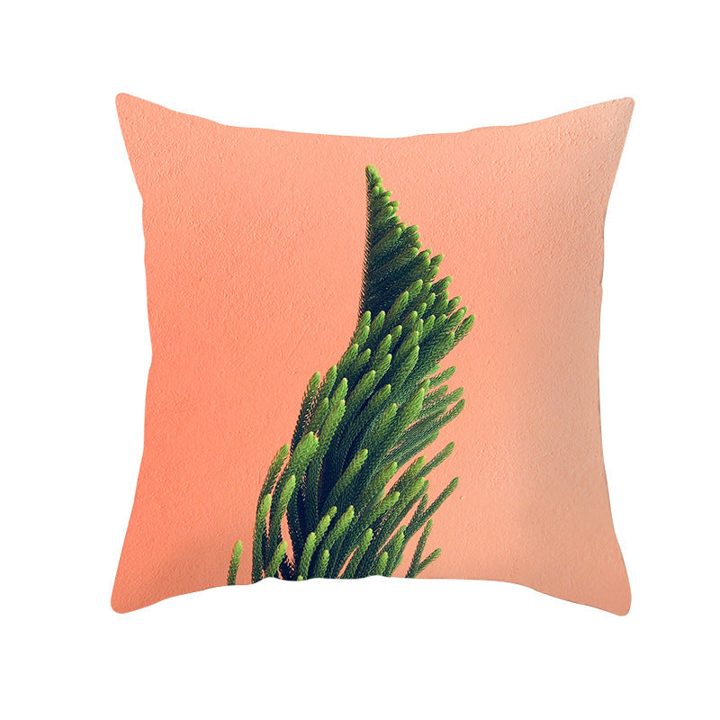 Light Tropical Plants Home Decor Peach Skin Fleece Pillowcase