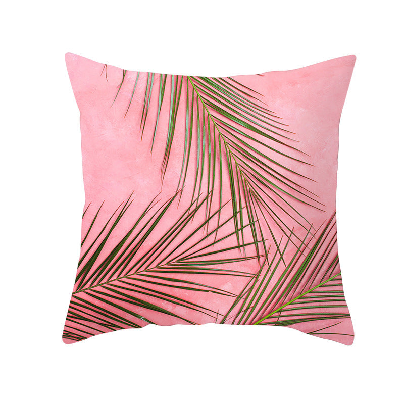 Light Tropical Plants Home Decor Peach Skin Fleece Pillowcase