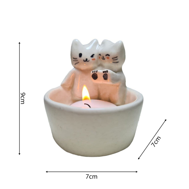 Resin Kitten-shaped Candlestick Ornaments Home Decor